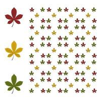 Set of chestnut leaves. Yellow,red and green leaves. seamless pattern of chestnut leaves vector