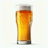 A glass of cold fresh beer with cap of foam. Splash of foam with tasty american beer. Beer day concept by AI Generated photo