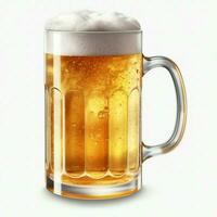 A glass of cold fresh beer with cap of foam. Splash of foam with tasty american beer. Beer day concept by AI Generated photo