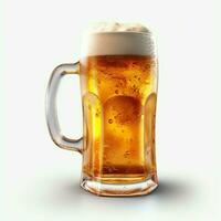 A glass of cold fresh beer with cap of foam. Splash of foam with tasty american beer. Beer day concept by AI Generated photo