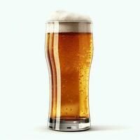 A glass of cold fresh beer with cap of foam. Splash of foam with tasty american beer. Beer day concept by AI Generated photo