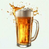 A glass of cold fresh beer with cap of foam. Splash of foam with tasty american beer. Beer day concept by AI Generated photo