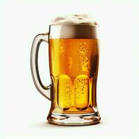 A glass of cold fresh beer with cap of foam. Splash of foam with tasty american beer. Beer day concept by AI Generated photo