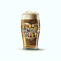 A glass of cold fresh beer with cap of foam. Splash of foam with tasty american beer. Beer day concept by AI Generated photo