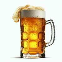 A glass of cold fresh beer with cap of foam. Splash of foam with tasty american beer. Beer day concept by AI Generated photo