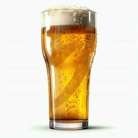 A glass of cold fresh beer with cap of foam. Splash of foam with tasty american beer. Beer day concept by AI Generated photo