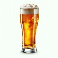 A glass of cold fresh beer with cap of foam. Splash of foam with tasty american beer. Beer day concept by AI Generated photo