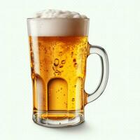 A glass of cold fresh beer with cap of foam. Splash of foam with tasty american beer. Beer day concept by AI Generated photo