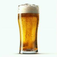 A glass of cold fresh beer with cap of foam. Splash of foam with tasty american beer. Beer day concept by AI Generated photo