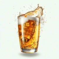 A glass of cold fresh beer with cap of foam. Splash of foam with tasty american beer. Beer day concept by AI Generated photo