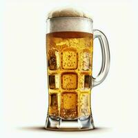 A glass of cold fresh beer with cap of foam. Splash of foam with tasty american beer. Beer day concept by AI Generated photo