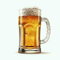 A glass of cold fresh beer with cap of foam. Splash of foam with tasty american beer. Beer day concept by AI Generated photo