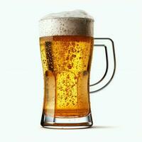 A glass of cold fresh beer with cap of foam. Splash of foam with tasty american beer. Beer day concept by AI Generated photo