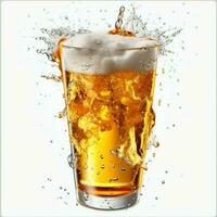 A glass of cold fresh beer with cap of foam. Splash of foam with tasty american beer. Beer day concept by AI Generated photo