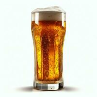 A glass of cold fresh beer with cap of foam. Splash of foam with tasty american beer. Beer day concept by AI Generated photo