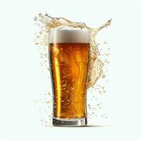 A glass of cold fresh beer with cap of foam. Splash of foam with tasty american beer. Beer day concept by AI Generated photo