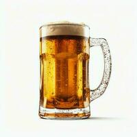 A glass of cold fresh beer with cap of foam. Splash of foam with tasty american beer. Beer day concept by AI Generated photo