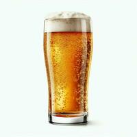 A glass of cold fresh beer with cap of foam. Splash of foam with tasty american beer. Beer day concept by AI Generated photo