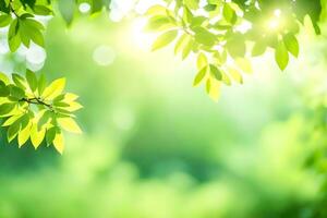 green leaves on a sunny day. AI-Generated photo