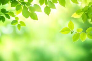 green leaves on a sunny day. AI-Generated photo