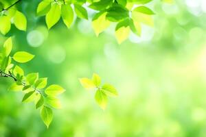 green leaves on a sunny day. AI-Generated photo