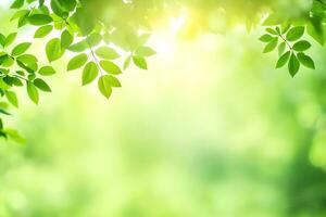 green leaves on a sunny day. AI-Generated photo