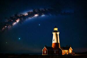 el faro y el lechoso forma. generado por ai foto