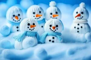 snowmen in the snow wallpaper. AI-Generated photo