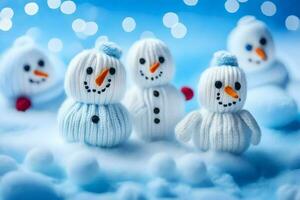 snowmen in the snow wallpaper. AI-Generated photo