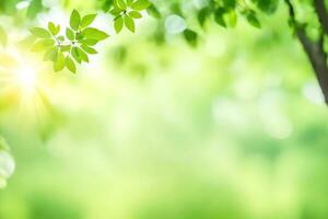 green leaves on a sunny day. AI-Generated photo