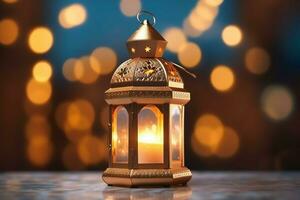 Eid mubarak and ramadan kareem greetings with islamic lantern and mosque. Eid al fitr background. Eid al fitr background of window concept by AI Generated photo