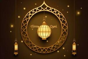 Eid mubarak and ramadan kareem greetings with islamic lantern and mosque. Eid al fitr background. Eid al fitr background of window concept by AI Generated photo