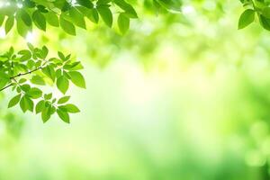 green leaves on a sunny day. AI-Generated photo