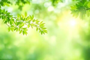 green leaves on a sunny day. AI-Generated photo