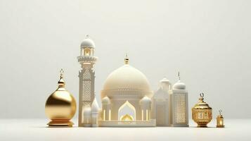 Eid mubarak and ramadan kareem greetings with islamic lantern and mosque. Eid al fitr background. Eid al fitr background of window concept by AI Generated photo