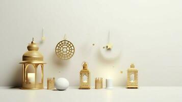 Eid mubarak and ramadan kareem greetings with islamic lantern and mosque. Eid al fitr background. Eid al fitr background of window concept by AI Generated photo
