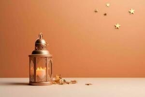Eid mubarak and ramadan kareem greetings with islamic lantern and mosque. Eid al fitr background. Eid al fitr background of window concept by AI Generated photo