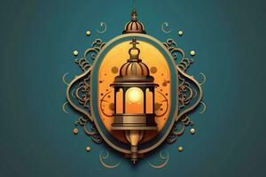 Eid mubarak and ramadan kareem greetings with islamic lantern and mosque. Eid al fitr background. Eid al fitr background of window concept by AI Generated photo