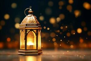 Eid mubarak and ramadan kareem greetings with islamic lantern and mosque. Eid al fitr background. Eid al fitr background of window concept by AI Generated photo