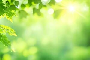 verde hojas y luz de sol en el antecedentes. generado por ai foto