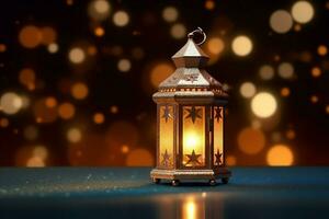 Eid mubarak and ramadan kareem greetings with islamic lantern and mosque. Eid al fitr background. Eid al fitr background of window concept by AI Generated photo