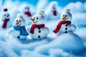 snowmen in the snow. AI-Generated photo