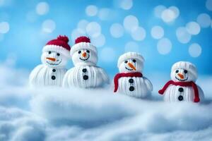 snowmen in the snow. AI-Generated photo