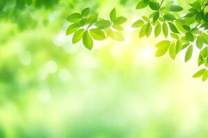 green leaves on a sunny day. AI-Generated photo