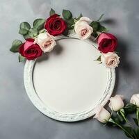 romántico ramo de flores de blanco floral rosado flores con Copiar espacio. natural floral Rosa marco diseño concepto por ai generado foto