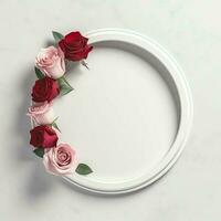 romántico ramo de flores de blanco floral rosado flores con Copiar espacio. natural floral Rosa marco diseño concepto por ai generado foto