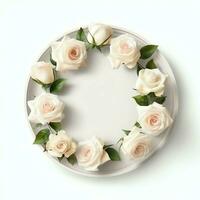 romántico ramo de flores de blanco floral rosado flores con Copiar espacio. natural floral Rosa marco diseño concepto por ai generado foto