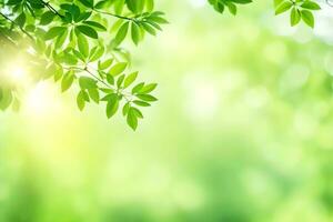 green leaves on a sunny day. AI-Generated photo