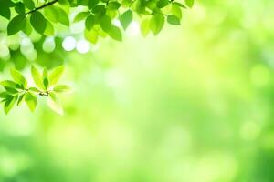 green leaves on a sunny day. AI-Generated photo