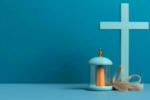 Happy good friday celebration concept with crown of thorns, bible, christian cross and copy space concept by AI Generated photo